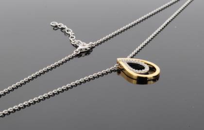 Halsschmuck Ref.-Nr.: 765810019 925/rh/- Silber, Rhodiniert 23 Zirkonia  Wei&szlig;  L&auml;nge 45+5cm