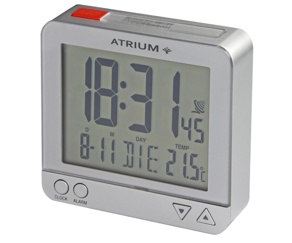 Atrium Wecker Ziffernblatt: Weiss Index  Kunststoff, Silber Quartz Ref.-Nr.: A251-19