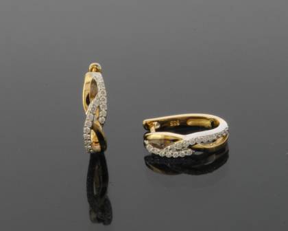 Ohrschmuck Ref.-Nr.: 285972019 585/- Gold, bicolor 36 Diamant Wei&szlig; kleine Einschl&uuml;sse Brillantschliff 0,09ct. 