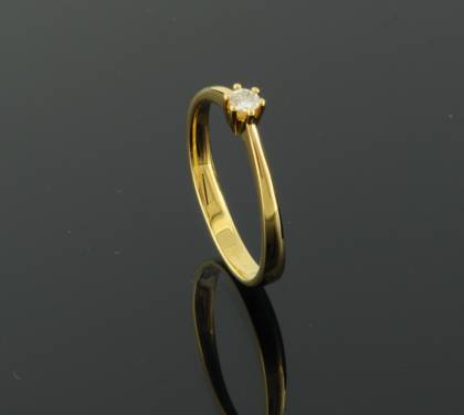 Ringe Ref.-Nr.: 128817152 750/- Gold, gold 1 Diamant Top Wesselton kleine Einschl&uuml;sse Brillantschliff 0,10ct.  Ringgr&ouml;&szlig;e 52