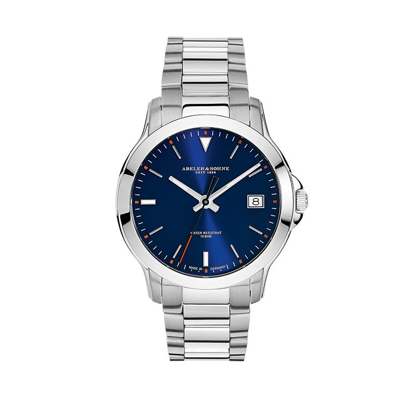 Abeler S&ouml;hne Damenuhr Ziffernblatt: Blau Index  Gliederband Quartz 100 Meter Ref.-Nr.: 1-204336-001 Ind.-Nr: 20422