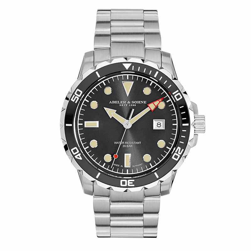 Abeler S&ouml;hne Herrenuhren Ziffernblatt: Schwarz Index  Gliederband Quartz 200 Meter Ref.-Nr.: 1-204345-001 Ind.-Nr: 30270