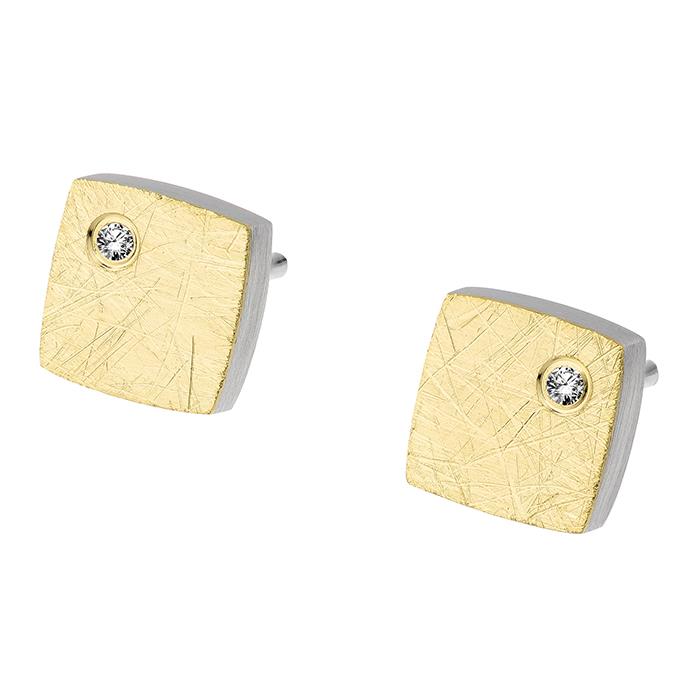 Ref.-Nr.: E520 Ohrstecker matt/gekratzt Gold 585 Brill