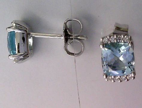 Engelkemper Ohrschmuck Ref.-Nr.: 6-208434-001 585/- Gold, wei&szlig; 16 Diamant Wesselton kleine Einschl&uuml;sse Brillantschliff 0,05ct.  2 Topas blau 