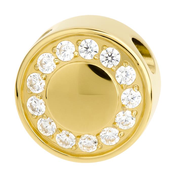 Ernstes Design Anh&auml;nger Ref.-Nr.: AN804.WH  Vergoldet/- Edelstahl, gold Zirkonia  Wei&szlig; 