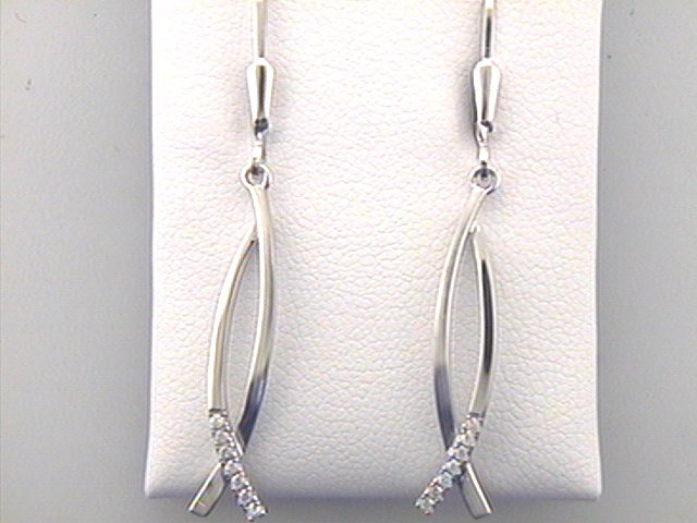 Ohrschmuck Ref.-Nr.: 216/179718 925/rh/- Silber, Rhodiniert Zirkonia  Wei&szlig;  L&auml;nge 43,6mm