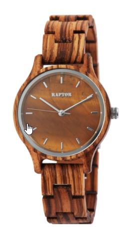 Raptor Damenuhren Ziffernblatt: Braun Index  HOLZ Holzarmband Quartz Nicht Wasserdicht Ref.-Nr.: RA10209-001