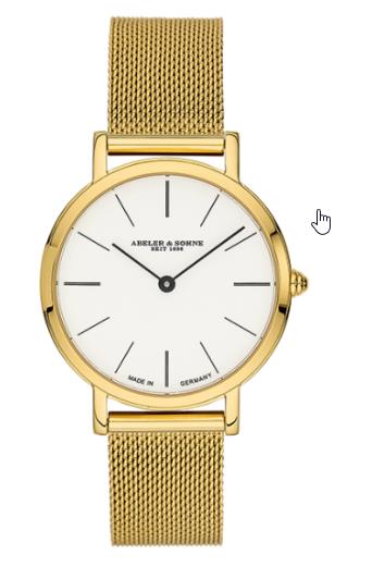 Abeler S&ouml;hne Quarz Damenuhren Ziffernblatt: Weiss Index  Stahl, gelb Milanaiseband Quartz 30 Meter Ref.-Nr.: 1-204317-001 Ind.-Nr: AS1190