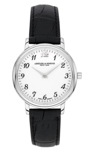 Abeler S&ouml;hne Quarz Damenuhren Ziffernblatt: Weiss Index  Leder Quartz 30 Meter Ref.-Nr.: 1-115393-001 Ind.-Nr: AS1310