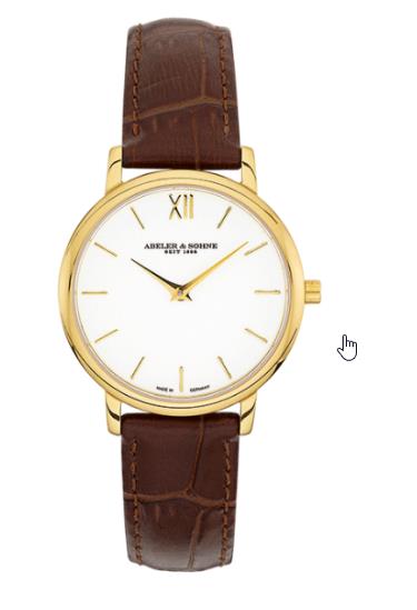 Abeler S&ouml;hne Quarz Damenuhren Ziffernblatt: Weiss Index  Leder Quartz 30 Meter Ref.-Nr.: 1-115395-001 Ind.-Nr: AS1322