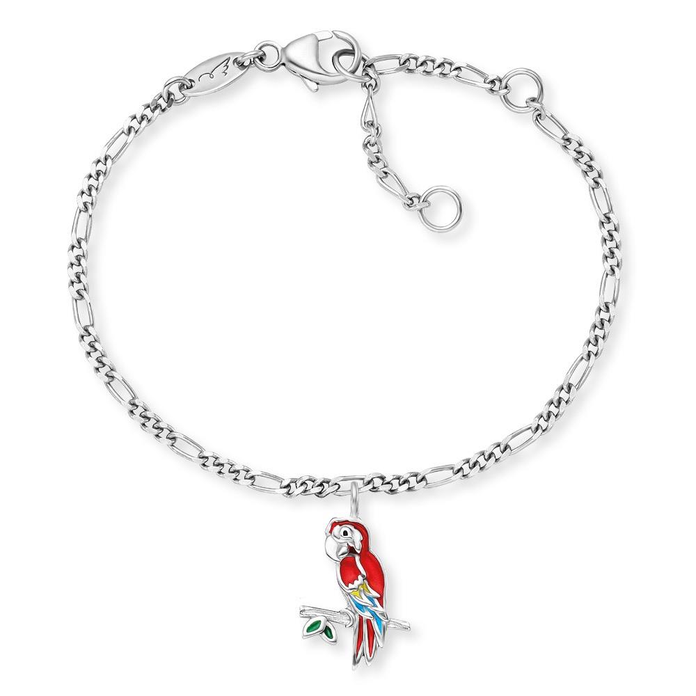 Herzengel Armband Ref.-Nr.: HEB-PARROT 925/rh/- Silber, Rhodiniert L&auml;nge 12+1,5+1,5cm