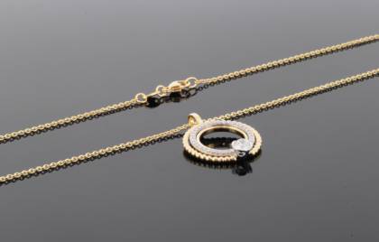 Halsschmuck Ref.-Nr.: 245259119 585/- Gold, gelb 1 Diamant Wesselton kleine Einschl&uuml;sse Brillantschliff 0,15ct.  32 Diamant Wesselton kleine Einschl&uuml;sse Brillantschliff 0,16ct.  L&auml;nge 42cm
