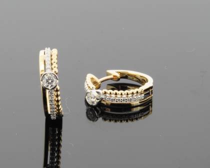 Ohrschmuck Ref.-Nr.: 286037019 585/- Gold, gelb 2 Diamant Wesselton kleine Einschl&uuml;sse Brillantschliff 0,20ct.  32 Diamant Wesselton kleine Einschl&uuml;sse Brillantschliff 0,13ct. 