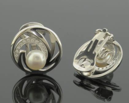 Ohrschmuck Ref.-Nr.: 742635019 925/rh/- Silber, Rhodiniert 2 S&uuml;dseeperle 7,5-8,0 mm Wei&szlig; Oval