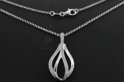 Halsschmuck Ref.-Nr.: 765523019 925/rh/- Silber, Rhodiniert Zirkonia  Wei&szlig;  L&auml;nge 43cm