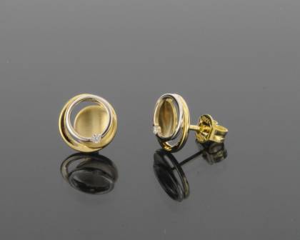Ohrschmuck Ref.-Nr.: 285964019 585/- Gold, bicolor 2 Diamant Wesselton kleine Einschl&uuml;sse Brillantschliff 0,03ct. 