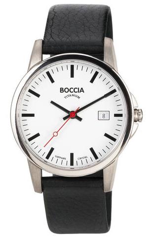 Boccia Herrenuhren Ziffernblatt: Weiss Index  Leder Quartz 50 Meter Ref.-Nr.: 3625-05
