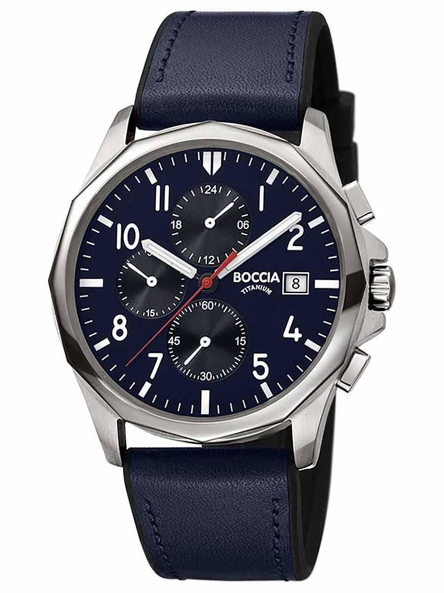 Boccia Herrenuhren Ziffernblatt: Blau Index  Silikonband Quartz 50 Meter Ref.-Nr.: 3747-02