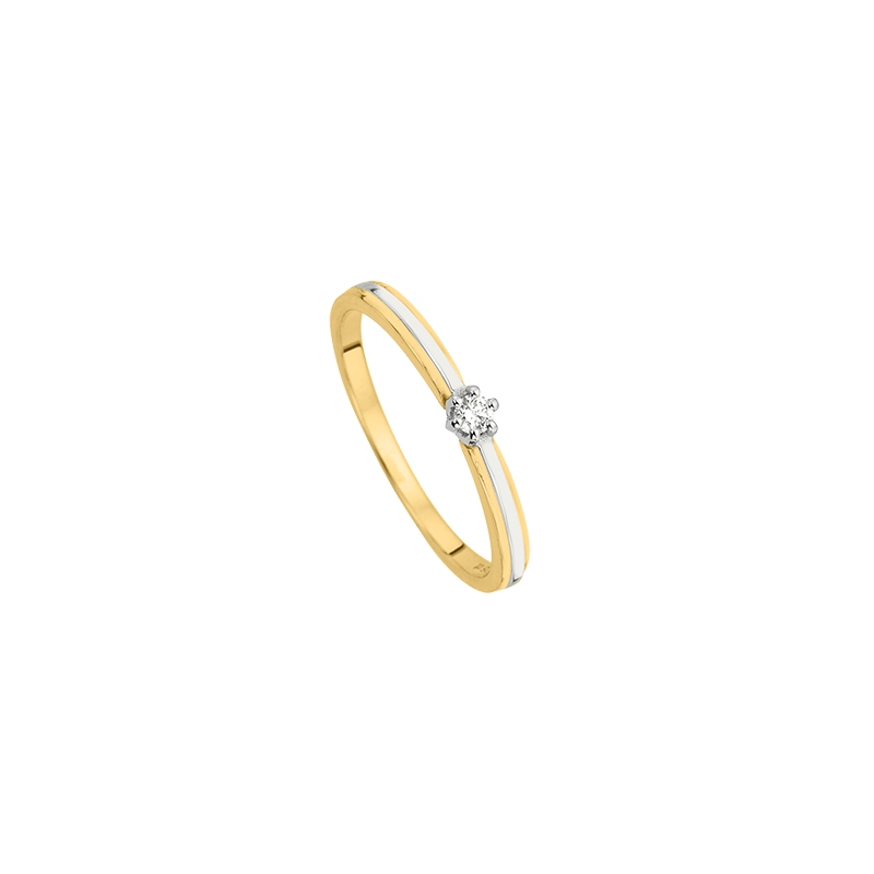 Ringe Ref.-Nr.: 6-209428-001 585/- Gold, bicolor 1 Diamant Wei&szlig; kleine Einschl&uuml;sse Brillantschliff 0,05ct.  Ringgr&ouml;&szlig;e 54 Individual-Nr. G5-00427R/54