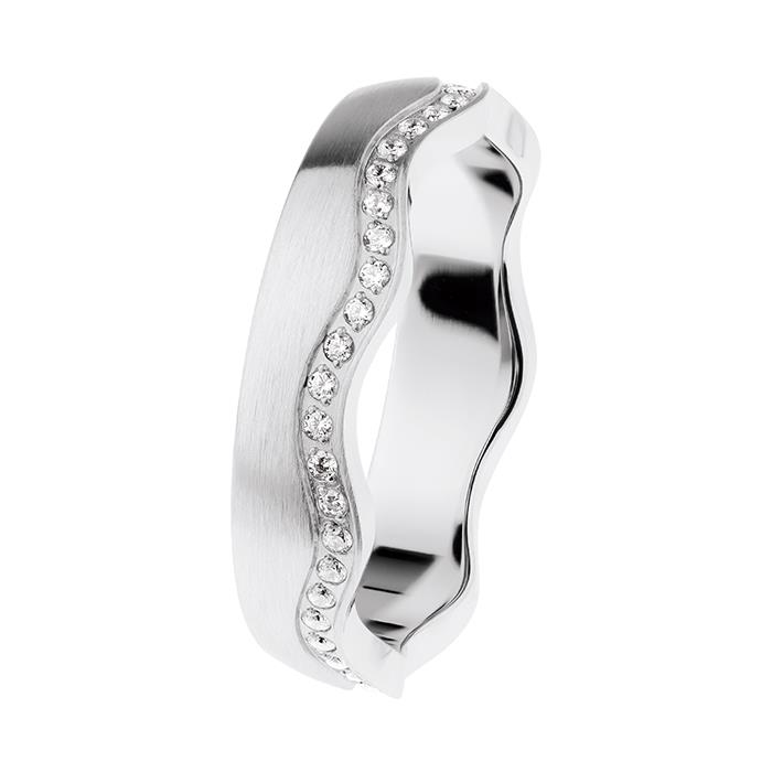 Ernstes Design Ringe Ref.-Nr.: R578.56 EST/- Edelstahl, wei&szlig; Zirkonia  Wei&szlig;  Ringgr&ouml;&szlig;e 56