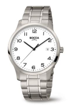 Boccia Herrenuhren Ziffernblatt: Weiss Index  Gliederband Quartz 50 Meter Ref.-Nr.: 3620-01