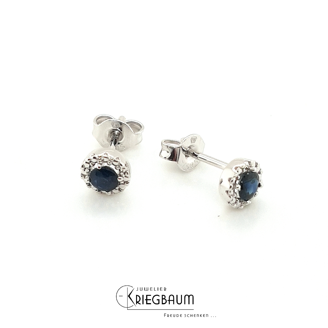 Ohrschmuck Ref.-Nr.: 694740920 585/- Gold, wei&szlig; 2 Saphir blau Rund facettiert 