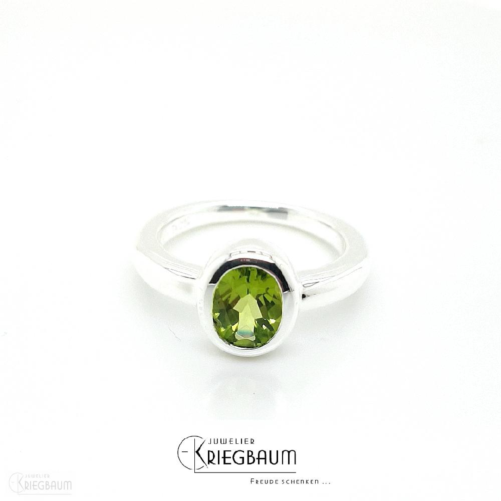 Ringe Ref.-Nr.: 1897-1942 925/- Silber, Silber 1 Peridot Gr&uuml;n Oval facettiert  Ringgr&ouml;&szlig;e 56