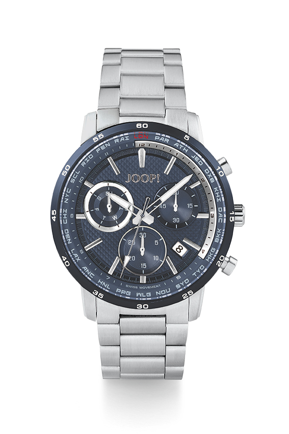 Joop Uhren Herrenuhren Ziffernblatt: Blau Index  Gliederband Quarzwerk 100 Meter Ref.-Nr.: 2026601
