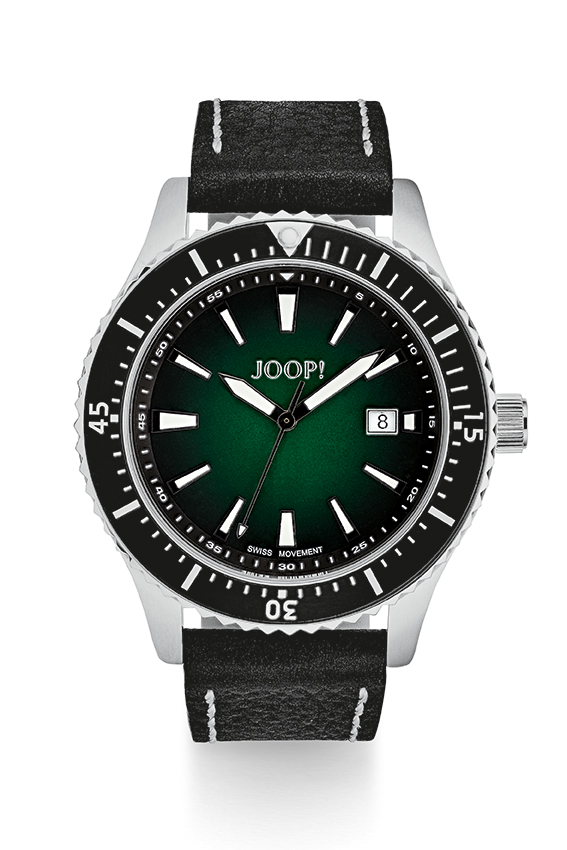 Joop Uhren Herrenuhren Ziffernblatt: Gr&uuml;n Index  Leder Quarzwerk 200 Meter Ref.-Nr.: 2028340