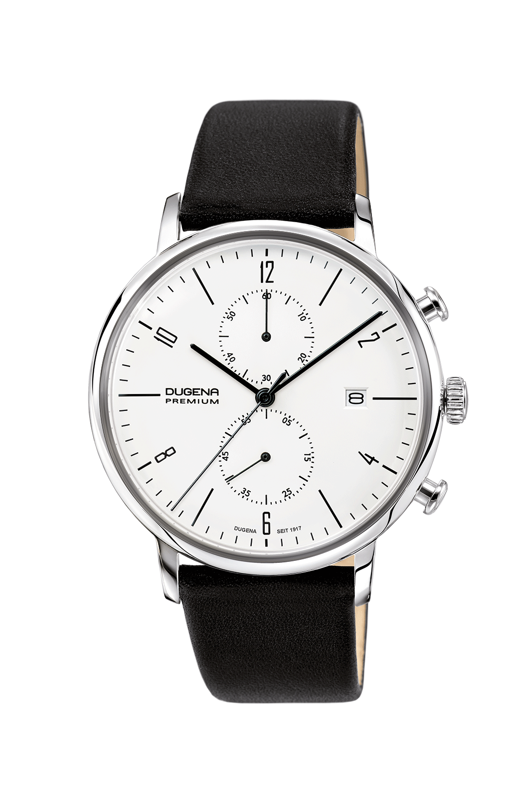 Dugena Herrenuhren Ziffernblatt: Hell Index  Edelstahl Leder Quartz 30 Meter Ref.-Nr.: 7000239