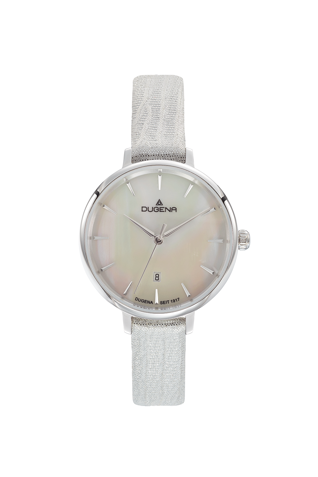 Dugena Damenuhren Ziffernblatt: Perlmutt Index  Edelstahl Leder Quartz 30 Meter Ref.-Nr.: 4460923