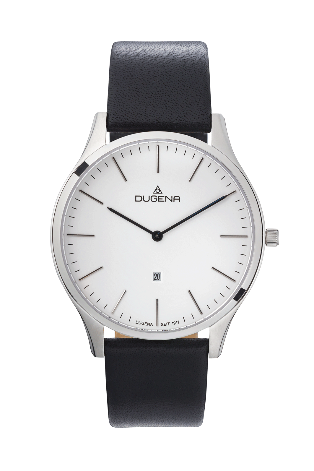 Dugena Herrenuhren Ziffernblatt: Weiss Index  Edelstahl Leder Quartz 30 Meter Ref.-Nr.: 4461051
