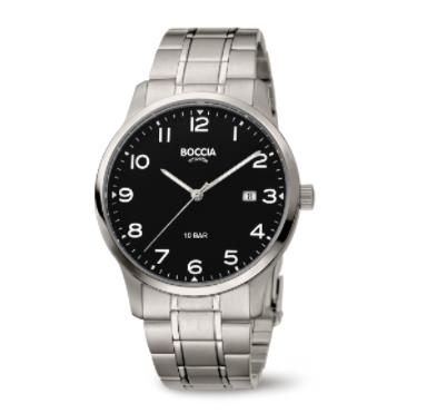Boccia Herrenuhren Ziffernblatt: Schwarz Index  Gliederband Quartz 100 Meter Ref.-Nr.: 3621-01