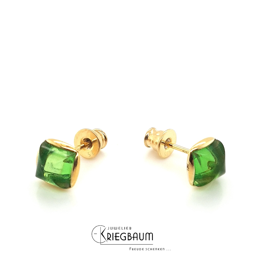 Ohrschmuck Ref.-Nr.: K-30355 925/rh/- Silber, Rhodiniert 2 Bernstein Gr&uuml;n 