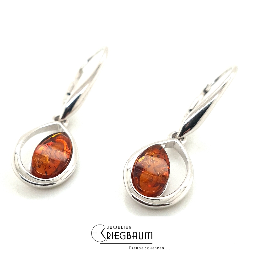 Ohrschmuck Ref.-Nr.: F-31853 925/GP/- Silber, gelb 2 Bernstein braun 