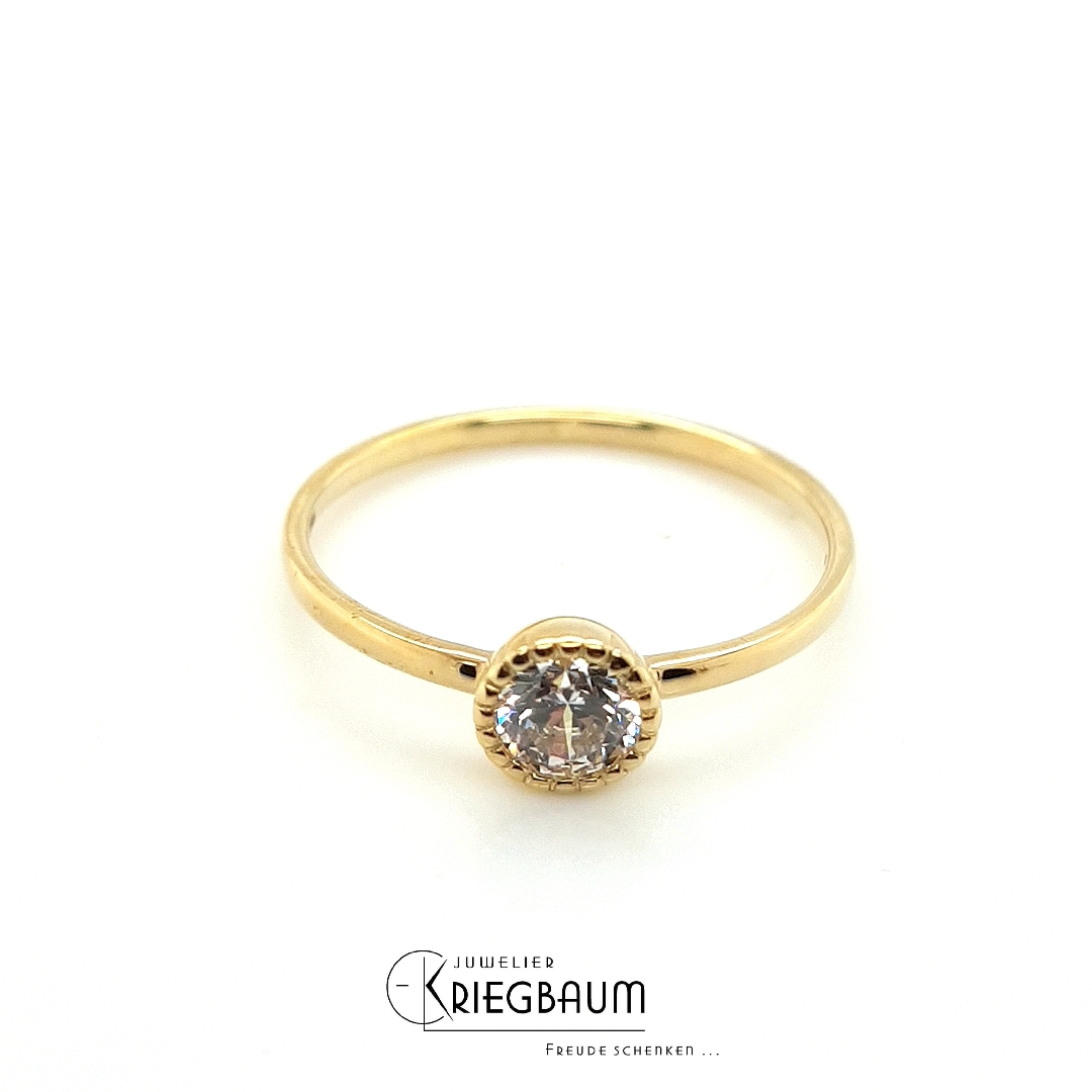 Ringe Ref.-Nr.: 7189-1301-1 375/- Gold, gelb 1 Zirkonia  Wei&szlig;  Ringgr&ouml;&szlig;e 54