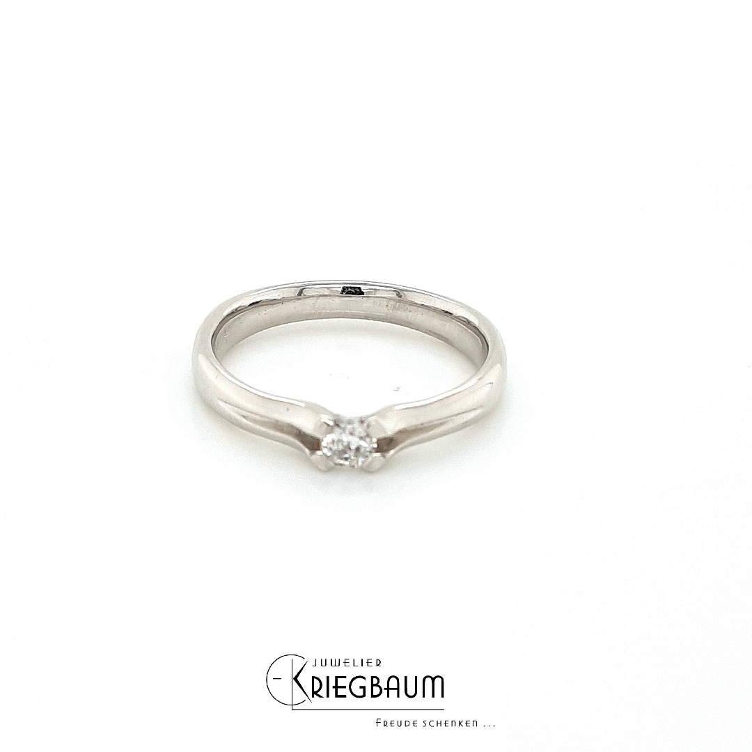 Ringe Ref.-Nr.: 2105 750/- Gold, wei&szlig; 1 Diamant Top Wesselton kleine Einschl&uuml;sse Brillantschliff 0,14ct.  Ringgr&ouml;&szlig;e 55