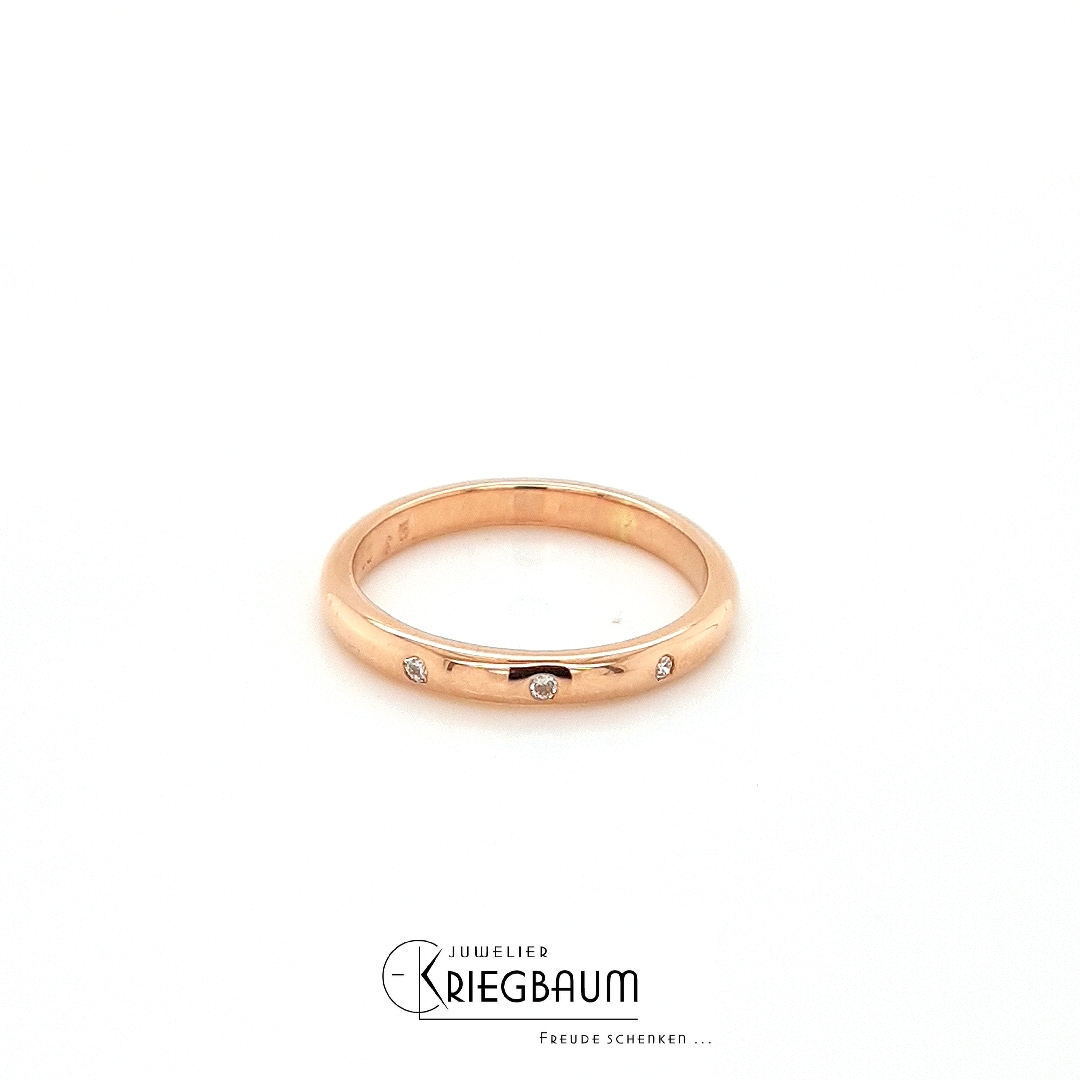 Ringe Ref.-Nr.: 1311/3 585/- Gold, rot Diamant Top Wesselton kleine Einschl&uuml;sse Brillantschliff 0,045ct.  Ringgr&ouml;&szlig;e 50