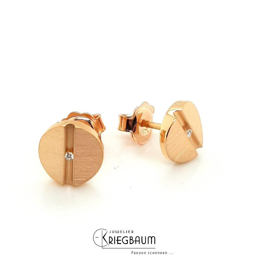 Ohrschmuck Ref.-Nr.: BC01HWG 750/- Gold, Ros&eacute; 2 Diamant Top Wesselton sehr kleine Einschl&uuml;sse Brillantschliff 0,13ct. 