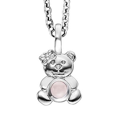 Herzengel Halsschmuck Ref.-Nr.: HEN-TEDDY-RQ 925/- Silber 1 Rosenquartz Rosa rund  L&auml;nge 38+4