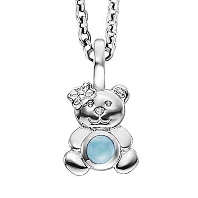 Herzengel Halsschmuck Ref.-Nr.: HEN-TEDDY-BA 925/- Silber 1 Achat blau rund 