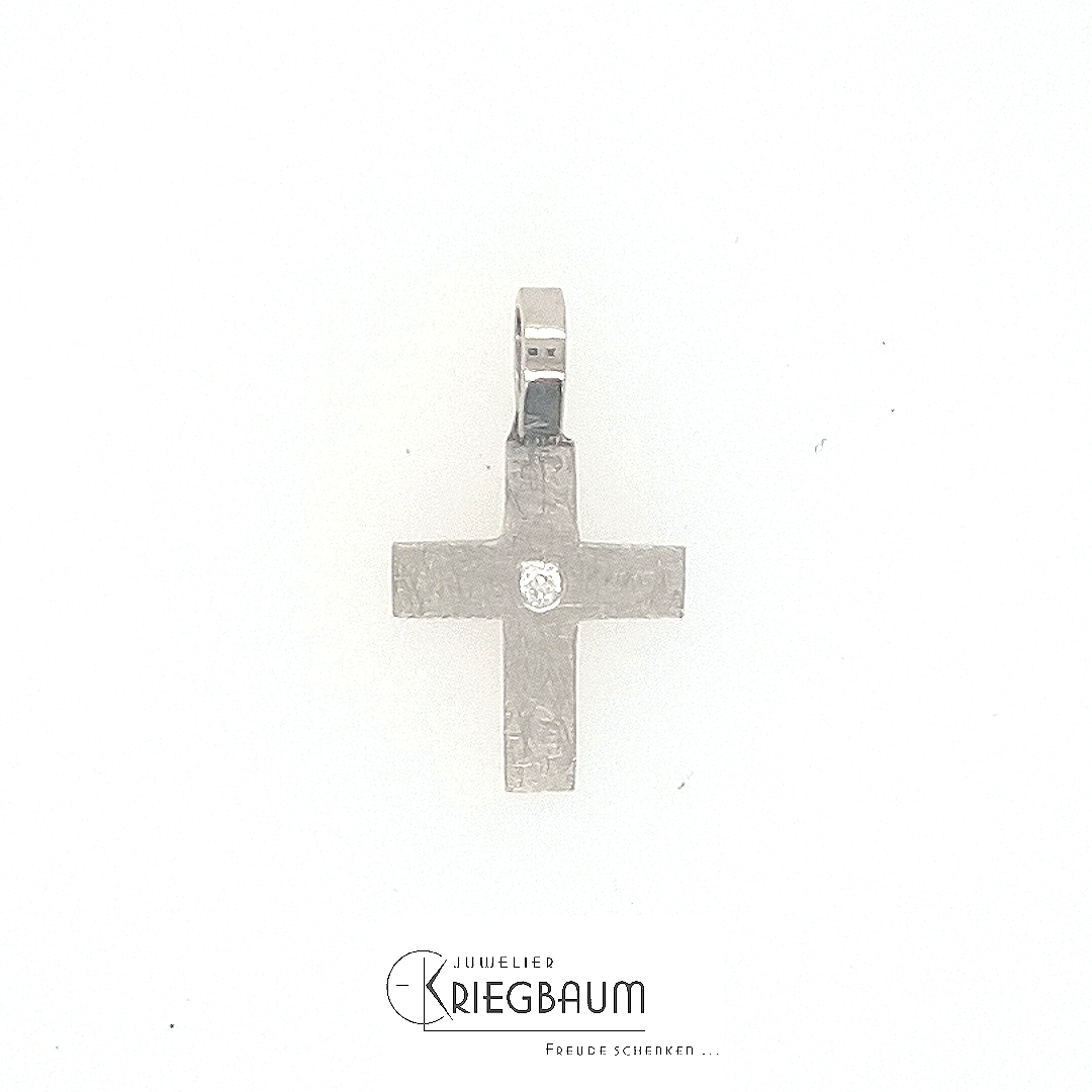 Divers Ref.-Nr.: Kreuz Kr1 Eismatt 950/- Platin, wei&szlig; 1 Diamant Top Wesselton kleine Einschl&uuml;sse Brillantschliff 0,015ct. 