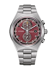 Citizen Herrenuhren Ziffernblatt: Rot Index  Titan Metall Solar 100 Meter Ref.-Nr.: CA7090-87X  