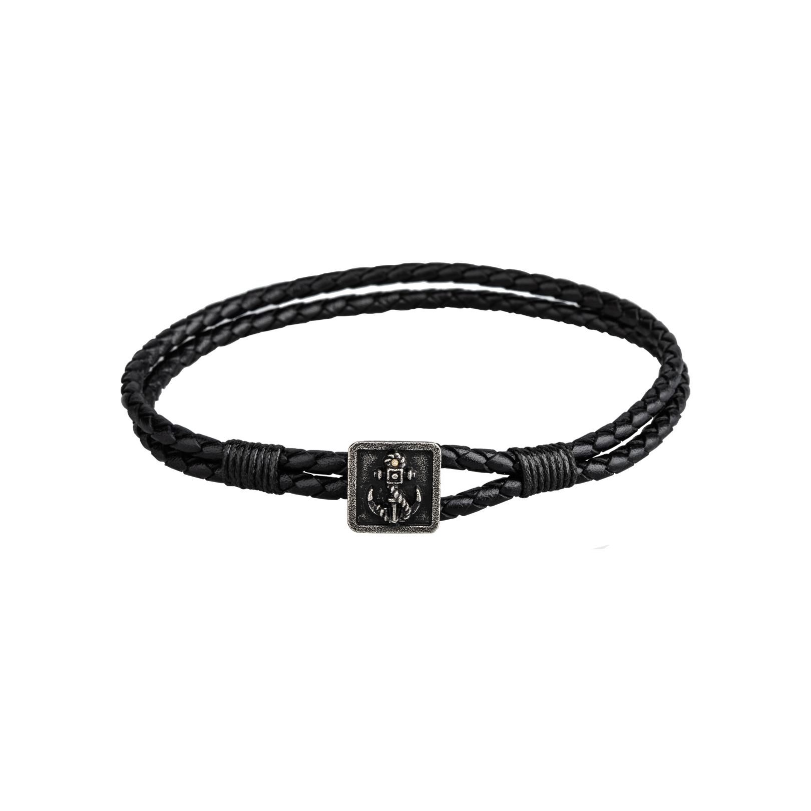 Across Armband Ref.-Nr.: AL12MASBK Edelstahl LEDER, schwarz L&auml;nge 22