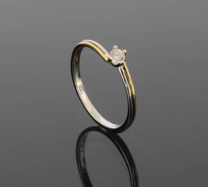Wilhelm M&uuml;ller Ringe Ref.-Nr.: 129484055 585/- Gold, bicolor 1 Diamant Top Wesselton kleine Einschl&uuml;sse Brillantschliff 0,01ct.  Ringgr&ouml;&szlig;e 55
