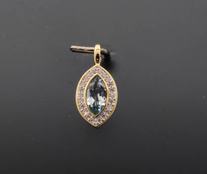 Wilhelm M&uuml;ller Halsschmuck Ref.-Nr.: 247960019 585/- Gold 1 Blautopas beh. blau Marquise o. Narvette 0,70ct.  22 Diamant Wesselton kleine Einschl&uuml;sse Brillantschliff 0,09ct. 