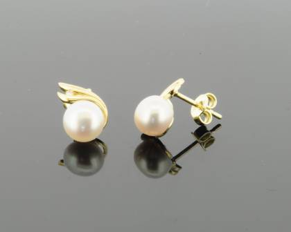 Wilhelm M&uuml;ller Ohrschmuck Ref.-Nr.: 288546019 585/- Gold 2 Diamant Wesselton deutliche Einschl&uuml;sse Brillantschliff 0,02ct.  2 S&uuml;&szlig;wasser Zuchtperle 6,5-7,0 mm Wei&szlig;