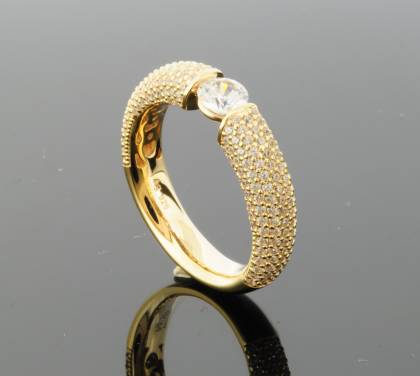 Wilhelm M&uuml;ller Ringe Ref.-Nr.: 746425056 925/GP/- Silber, gelb 211 Zirkonia  Wei&szlig;  Ringgr&ouml;&szlig;e 56