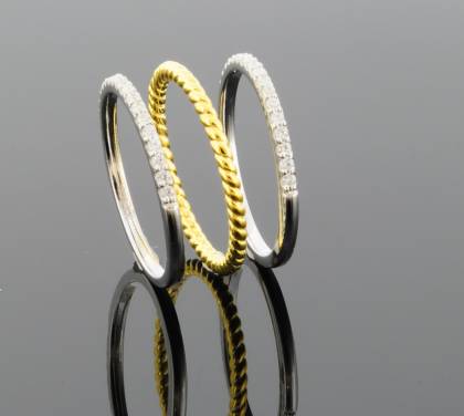 Wilhelm M&uuml;ller Ringe Ref.-Nr.: 746595054 925/GP/- Silber, bicolor 40 Zirkonia  Wei&szlig;  Ringgr&ouml;&szlig;e 54