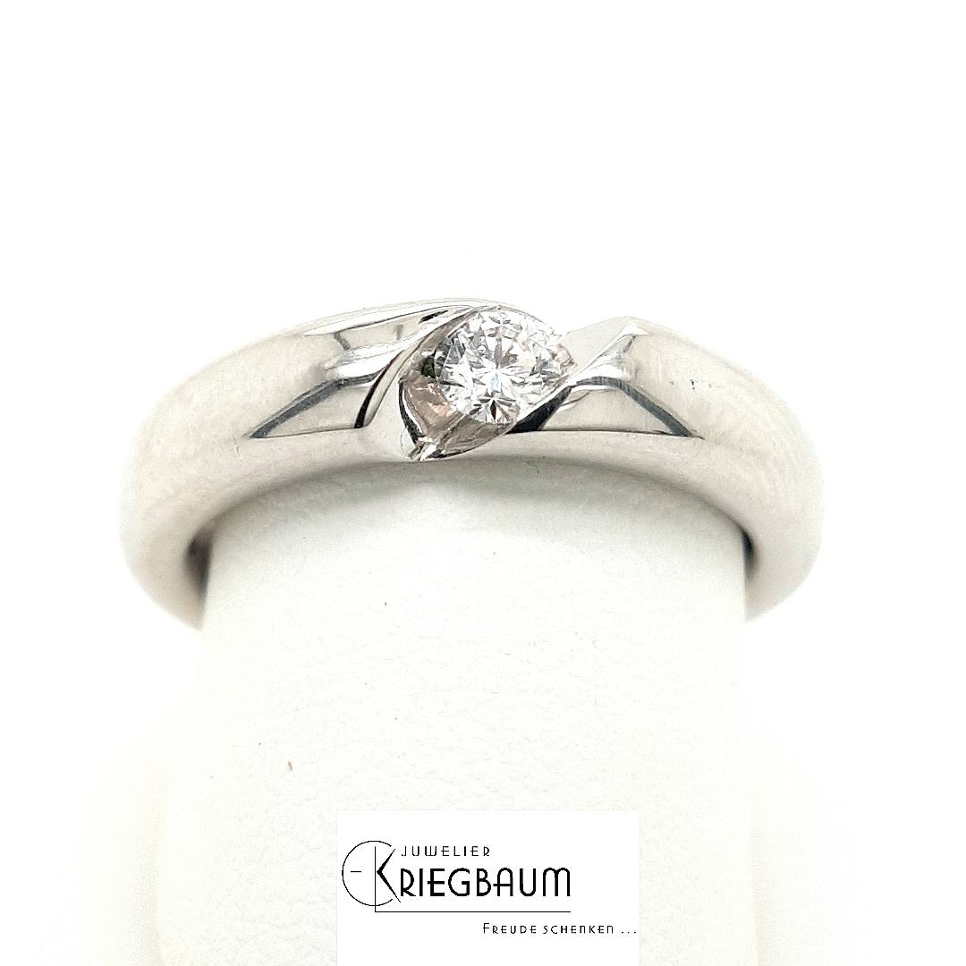 R&ouml;sler Ringe Ref.-Nr.: 2146 WG 585/- Gold, wei&szlig; 1 Diamant Top Wesselton feines wei&szlig; + kleine Einschl&uuml;sse Brillantschliff 0,16ct.  Ringgr&ouml;&szlig;e 55